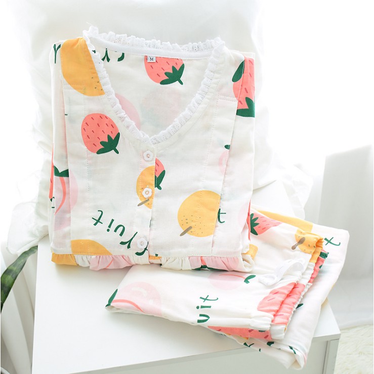 Pijama sau sinh, Đồ Bộ Bầu Và Cho Con Bú Azuno AZ9235 Chất Xô Nhật Dài Tay Mặc Hè Cực Mát