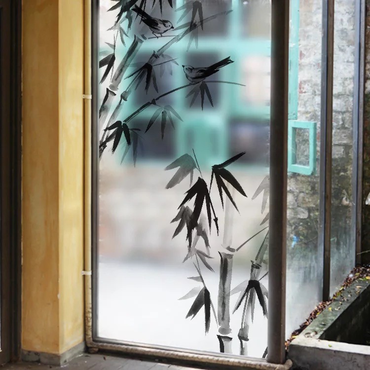 Decal trang trí kính cao cấp mẫu Cây Trúc tao nhã (60cm x 116cm)