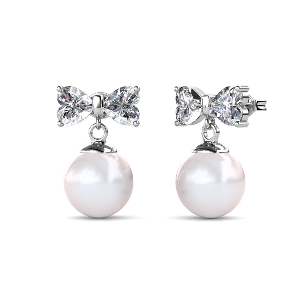 Khuyên tai nơ pha lê Swarovski chất liệu bạc ý 925 CECY 1110