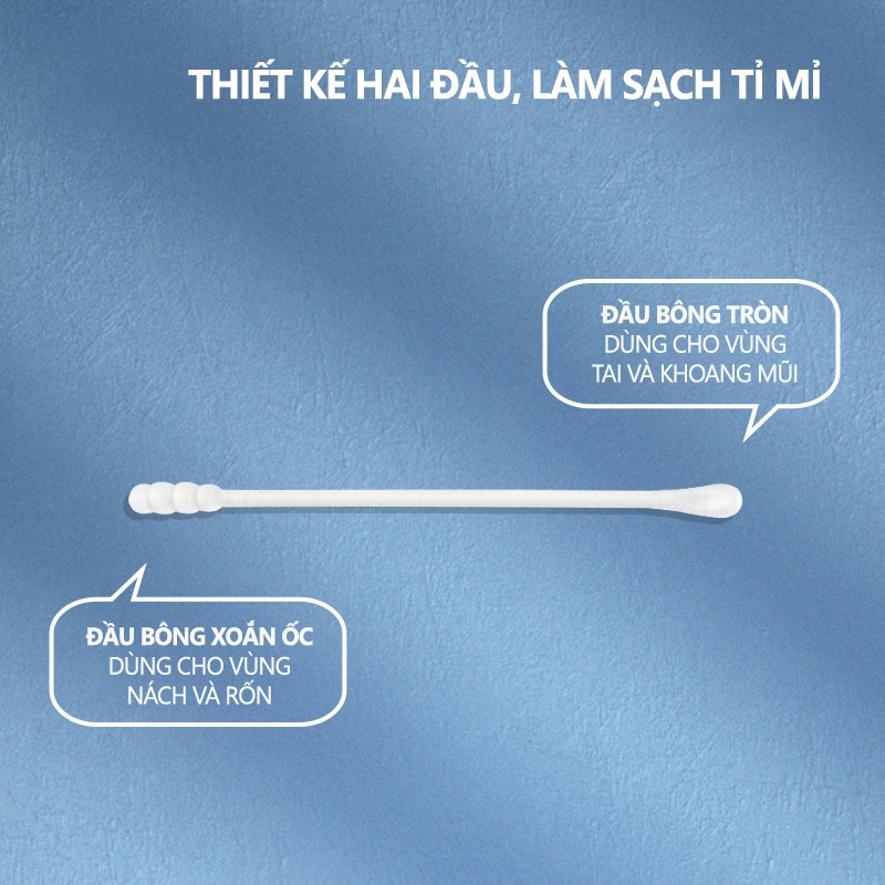 Tăm Bông Cho Bé Chất Liệu Bột Giấy Nguyên Sinh Cao Cấp Vệ Sinh Đa Năng Hộp 200 Que YOOTA BABY