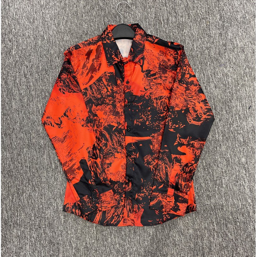 RODI Áo sơ mi nam nữ họa tiết loang đỏ, áo sơ mi nam nữ dài tay cá tính- D194 | BigBuy360 - bigbuy360.vn