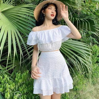 Set váy trễ vai bèo ngực hoa nhỏ SE469