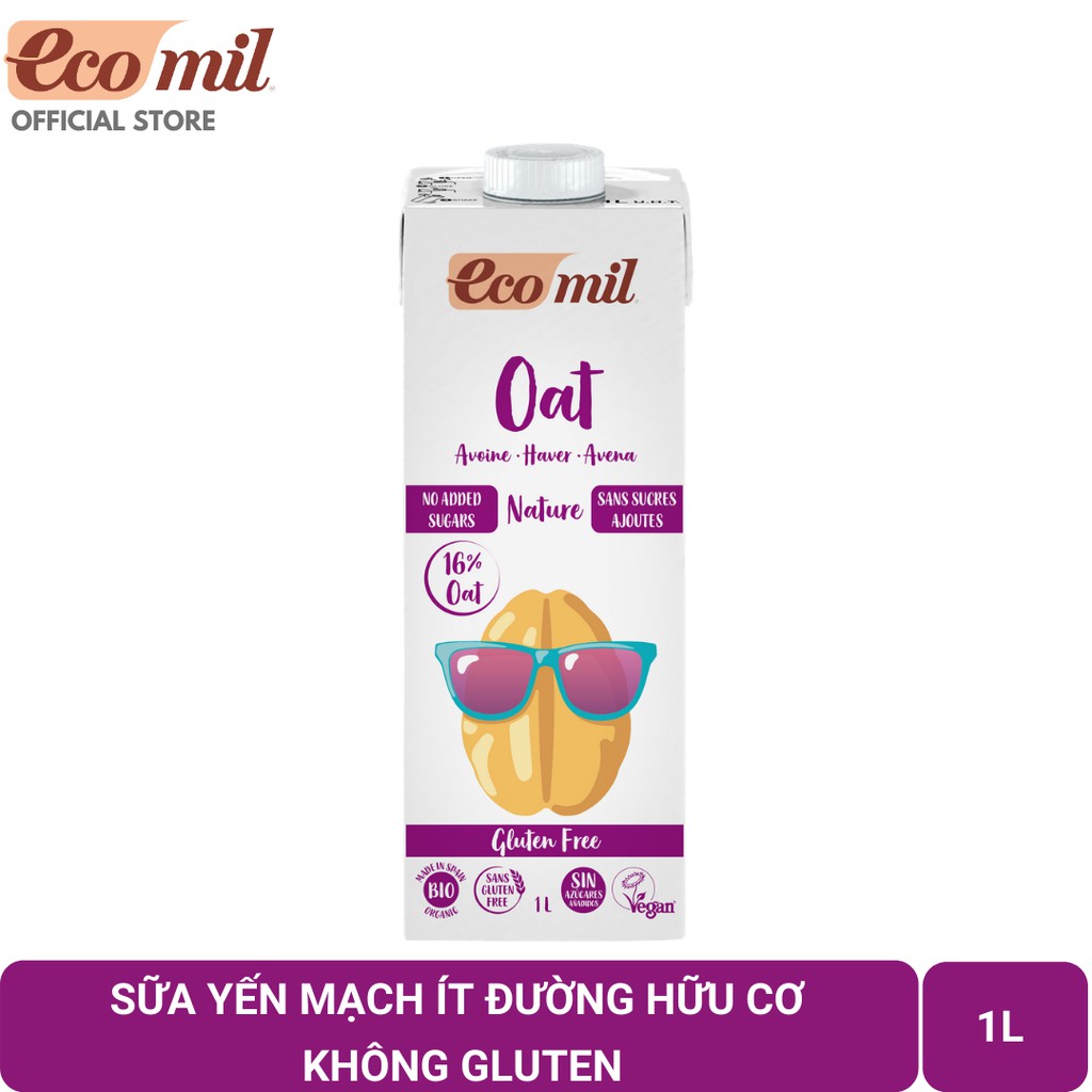 Sữa Yến Mạch Không Thêm Đường Không Gluten Hữu Cơ Ecomil (1L) - Ecomil Oat drink no added sugars Gluten Free Bio 1 L