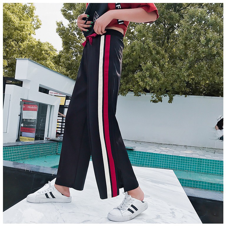 Quần thun dài lưng cao ống xẻ tà thời trang Hàn Quốc cho nữ | BigBuy360 - bigbuy360.vn