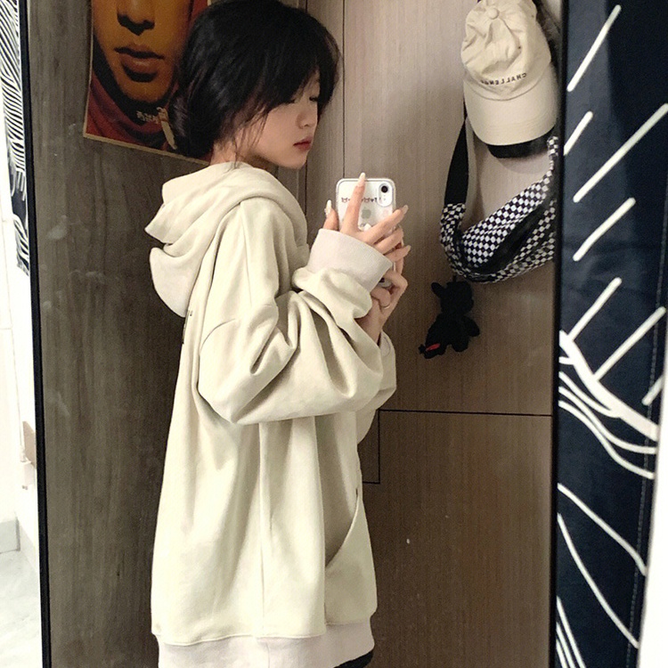 Áo hoodie Perty có mũ trùm đầu họa tiết chữ dáng rộng phong cách mùa thu Hàn Quốc thời trang dành cho nữ