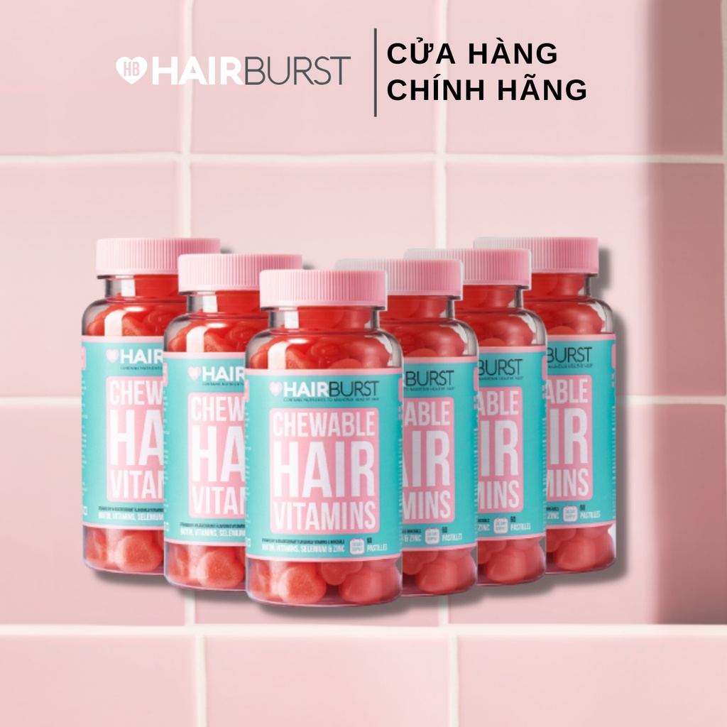 Combo 6 lọ kẹo dẻo vitamin chăm sóc, hỗ trợ mọc tóc HAIRBURST chewable hair vitamins