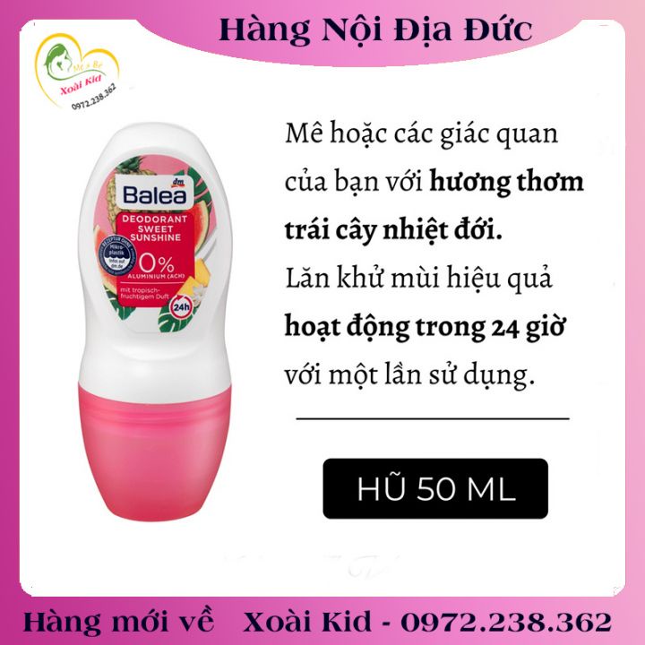 Bộ Kem khử mùi hôi nách Balea Deocreme, xịt khử mùi nách, lăn khử mùi Balea Đức - Date mới Đủ Bill