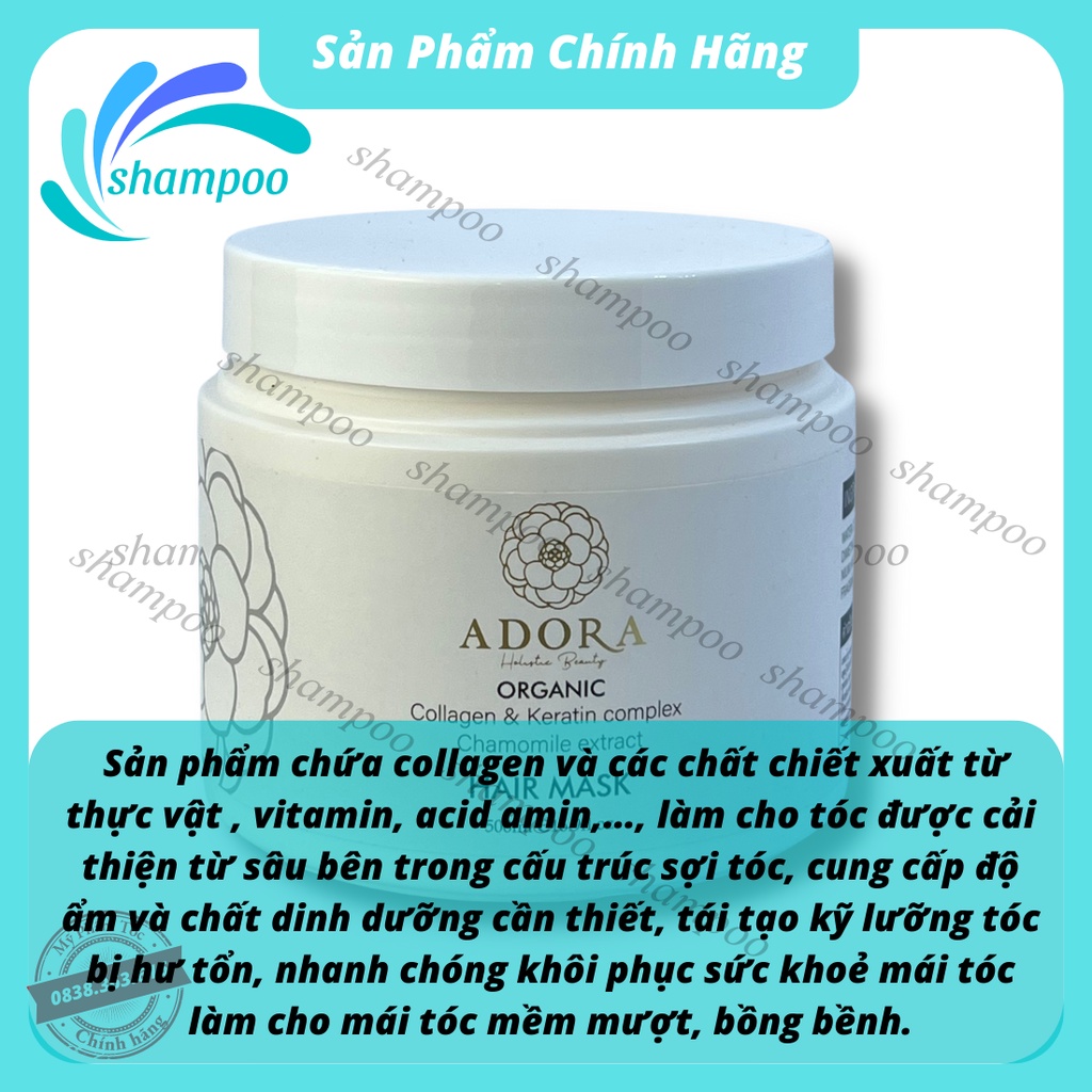 Kem ủ tóc phục hồi siêu mượt collagen ADORA organic dưỡng tóc chuyên sâu