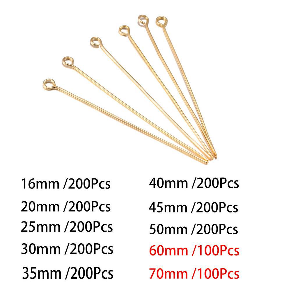 200 cái / lô 16 20 25 30 35 40 45 50 60 70 mm kim xỏ trang sức Đầu nối kim loại cho phụ kiện trang sức thủ công