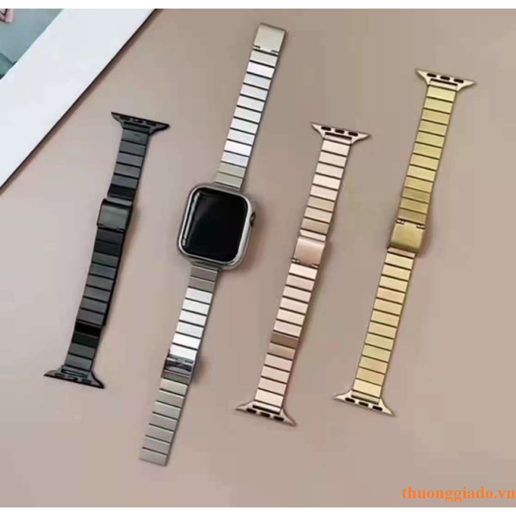 Dây đồng hồ Apple Watch 38mm/ 40mm/ 41mm/ 42mm/ 44mm/ 45mm (chất liệu hợp kim, một hàng mắt) series 1 đến series 7