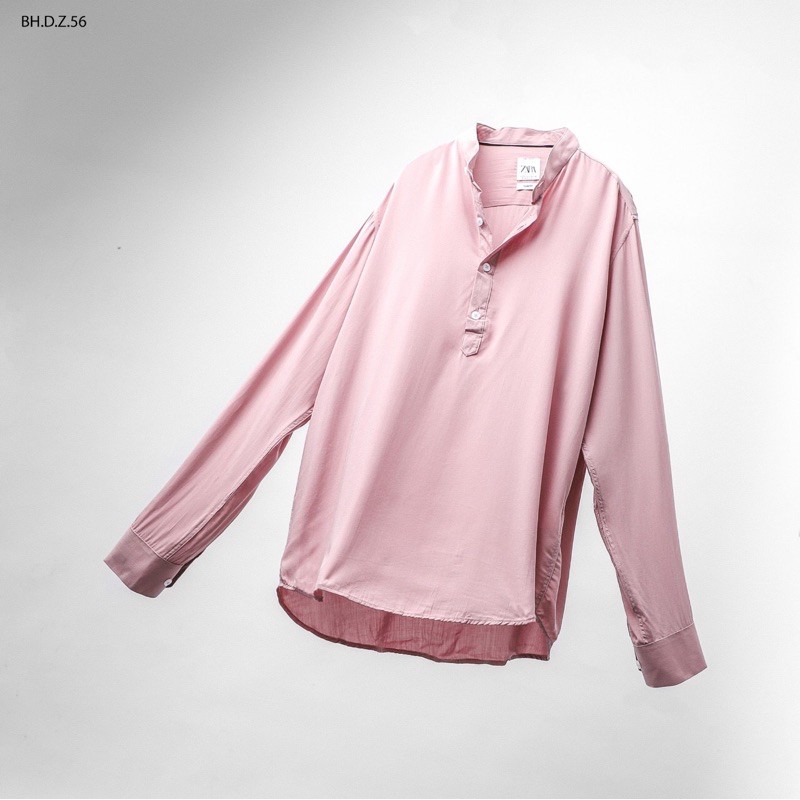 Áo sơmi nam vải cotton nhăn cổ tàu | BigBuy360 - bigbuy360.vn