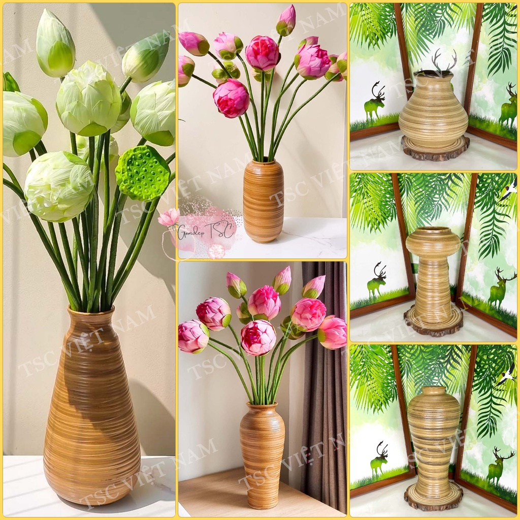 Lọ hoa gốm sứ Bát Tràng cao cấp - Men mộc đẹp - Bình cắm hoa decor trang trí chụp ảnh