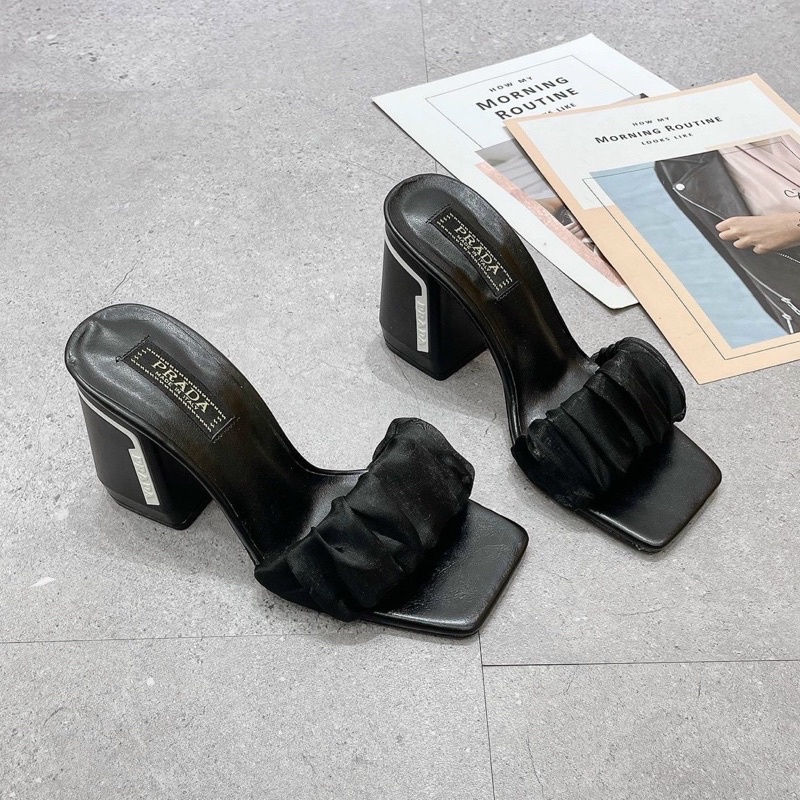 DÉP GUỐC BẢNG REN NHÚM GÓT VUÔNG 7P