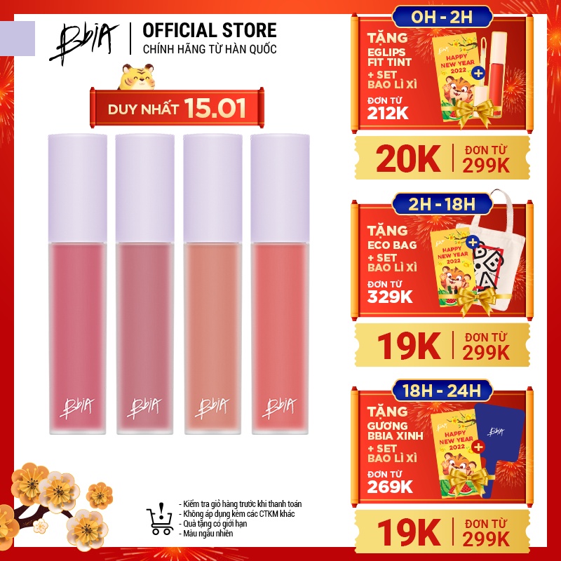 Son Kem Lì Bbia Never Die Tint Version 2 - Love Series (4 màu) 4.8g - Bbia Official Store