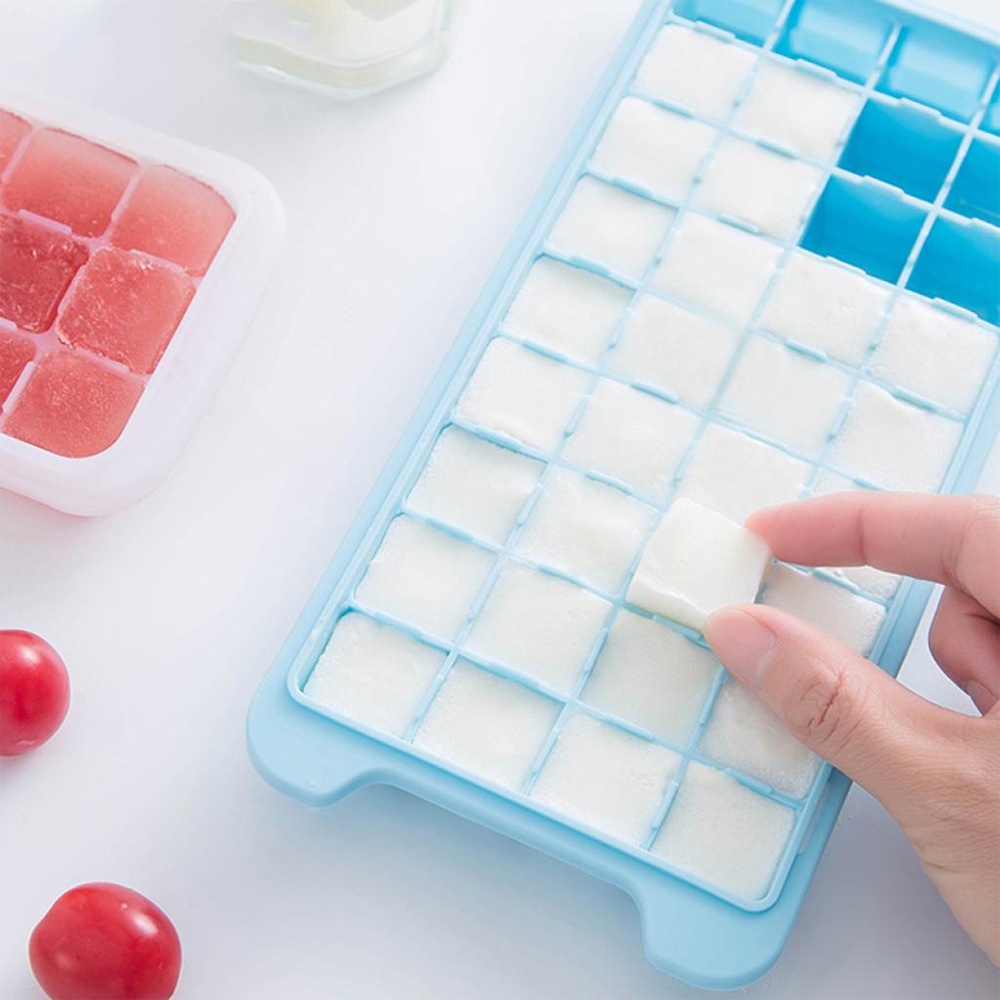 Khay Làm Đá Viên 24 / 36 Ngăn S77 Bằng Silicone Cấp Thực Phẩm Kèm Nắp Diy