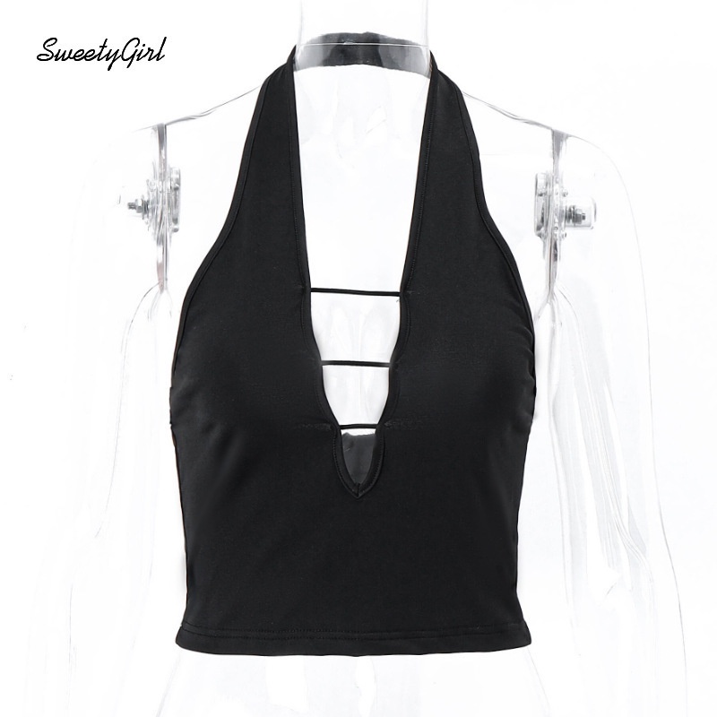 Áo Tank Top Cổ Chữ V Cắt Sâu Màu Đen Trơn Quyến Rũ Thời Trang 2022 Cho Nữ