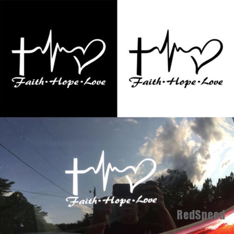 Sticker Dán Họa Tiết Chữ &quot;Faith Hope Love&quot; Cho Xe Ô-Tô