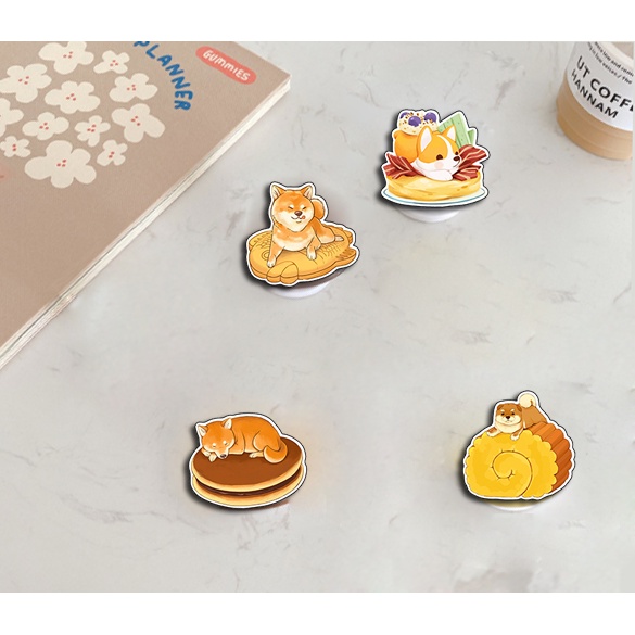 kẹp điện thoại mica bò sữa KMC2 giá đỡ avocado quả bơ trà sữa trứng lười yakult hoa cúc GD shiba roro jump usagyuuun