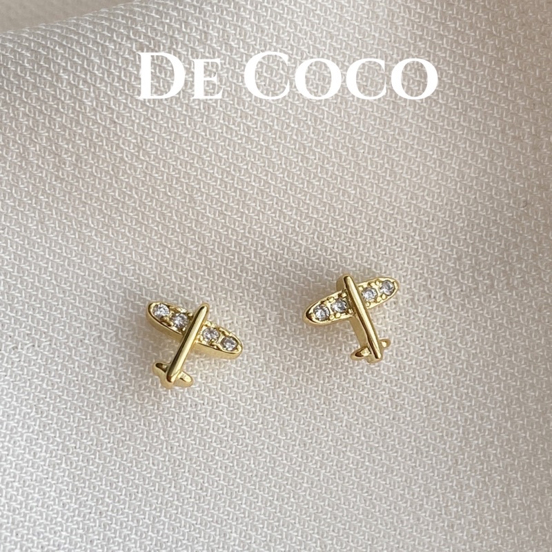 Khuyên tai bạc hình máy bay mini Flight decoco.accessories