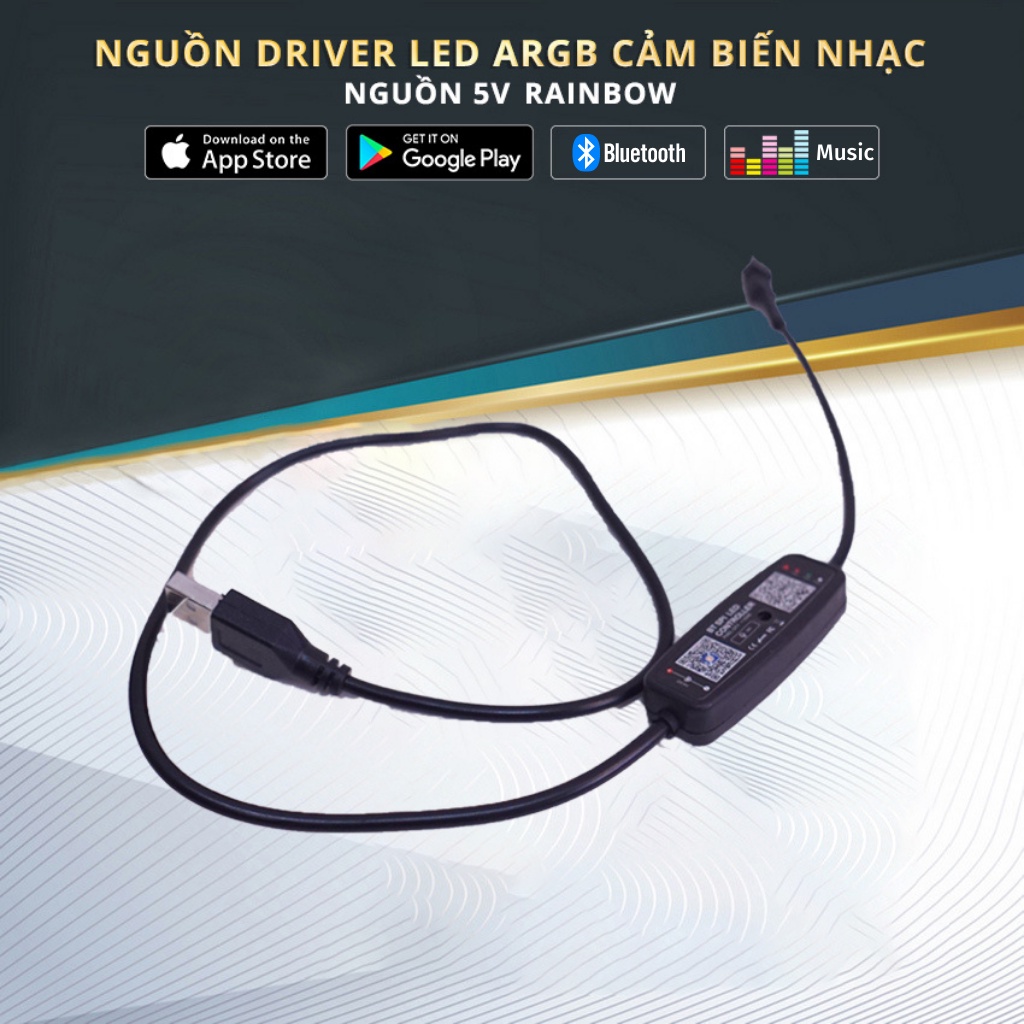 Nguồn 5v driver LED ARGB, Cảm Biến Nhạc, Kết Nối Bluetooth