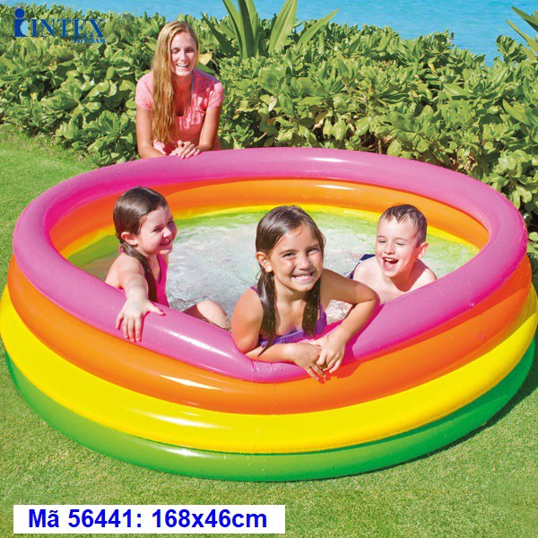 Bể bơi phao tròn cho bé INTEX  nhiều tầng đủ size, chất liệu an toàn cho bé