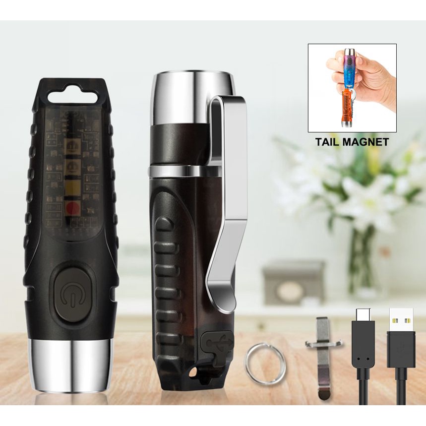 Đèn Pin Mini Siêu Sáng Chống Thấm Nước IP65 S12 Plus Có Thể Sạc Lại Bằng Cổng USB