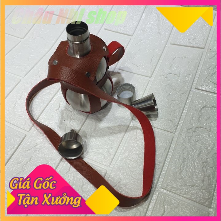 Bình hồ lô 1.6 lít Inox có bao da lủng