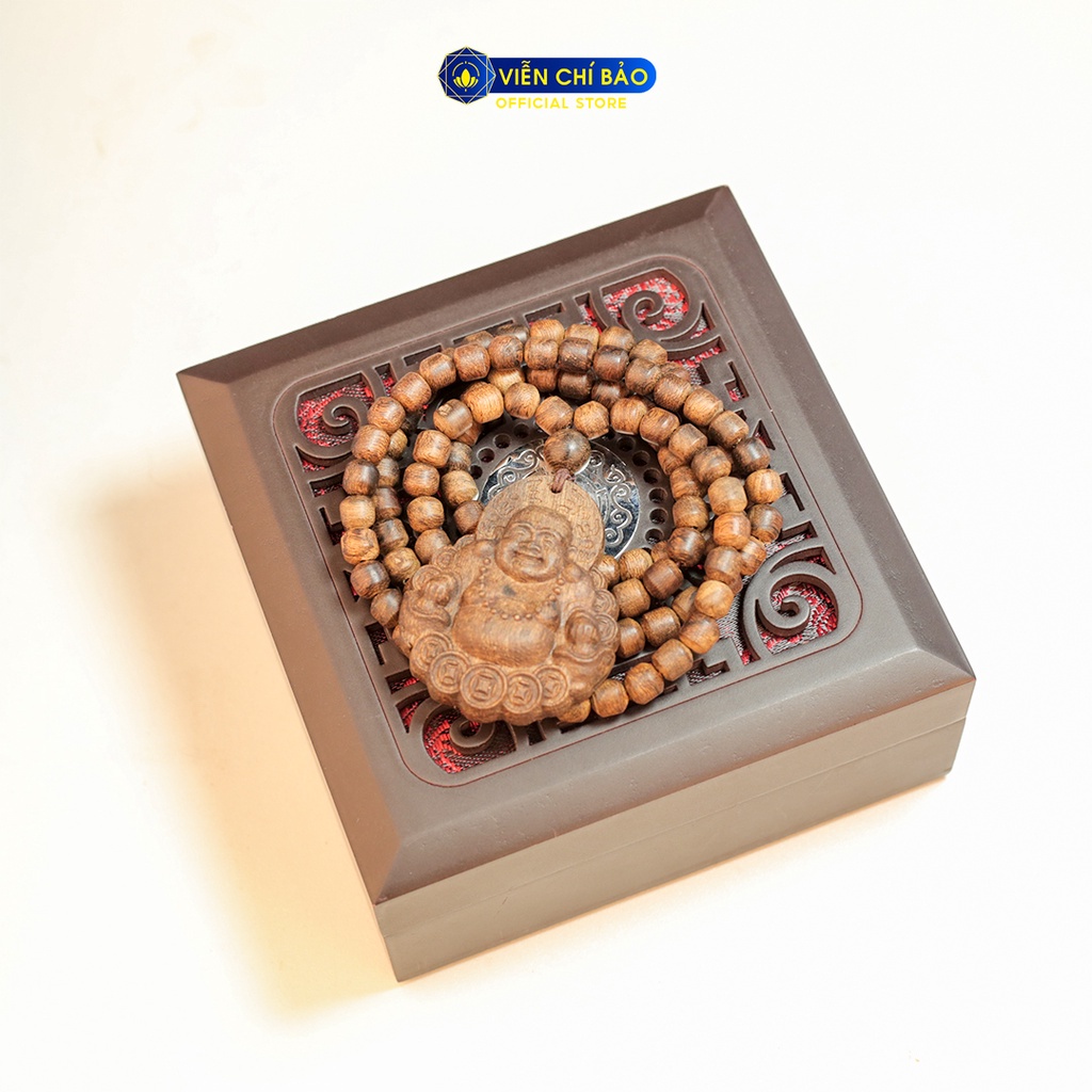Chuỗi trầm hương Indo bầu dục 108 hạt mix phật Di Lặc Phú Quý thời trang phụ kiện trang sức Viễn Chí Bảo V000811