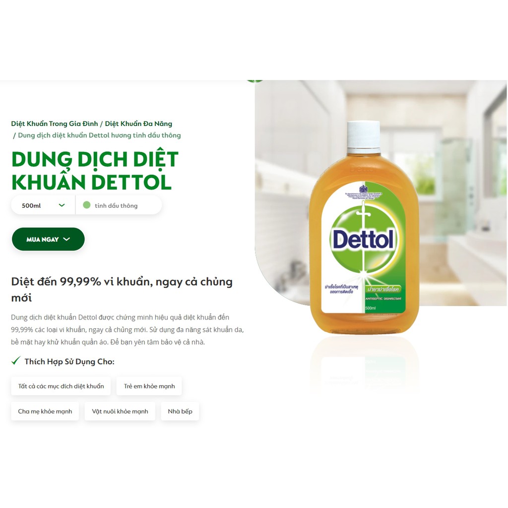 Dung dịch sát khuẩn vệ sinh nhà cửa Dettol 500ml