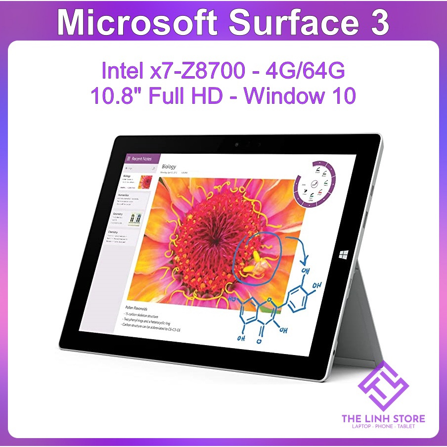 Máy tính bảng Surface 3 màn 10.8 Full HD hỗ trợ 4G LTE - ram 4G 64G