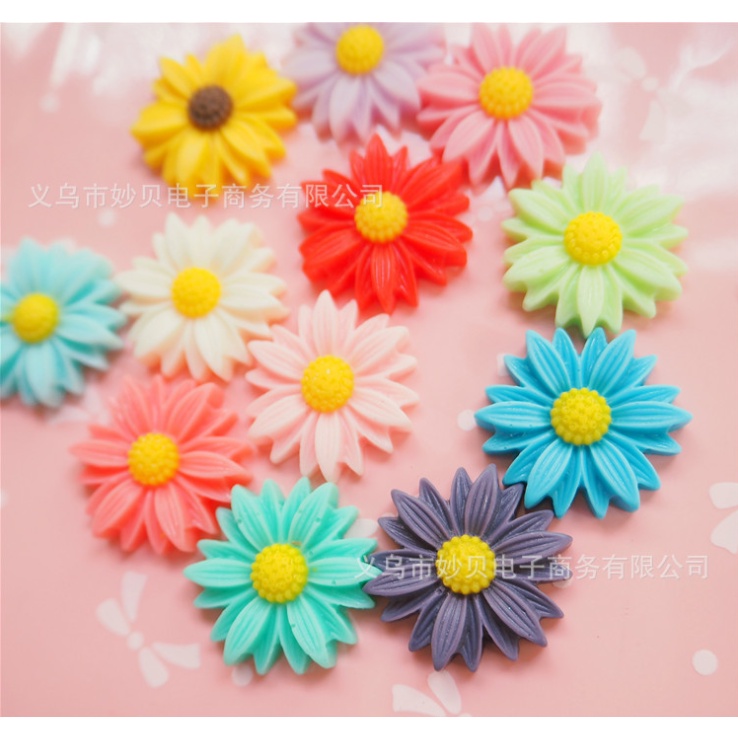 Mẫu cúc họa mi Daisy nhiều màu size 22mm cho các bạn trang trí kẹp tóc, vỏ ốp điện thoại, dán Jibbitz, DIY