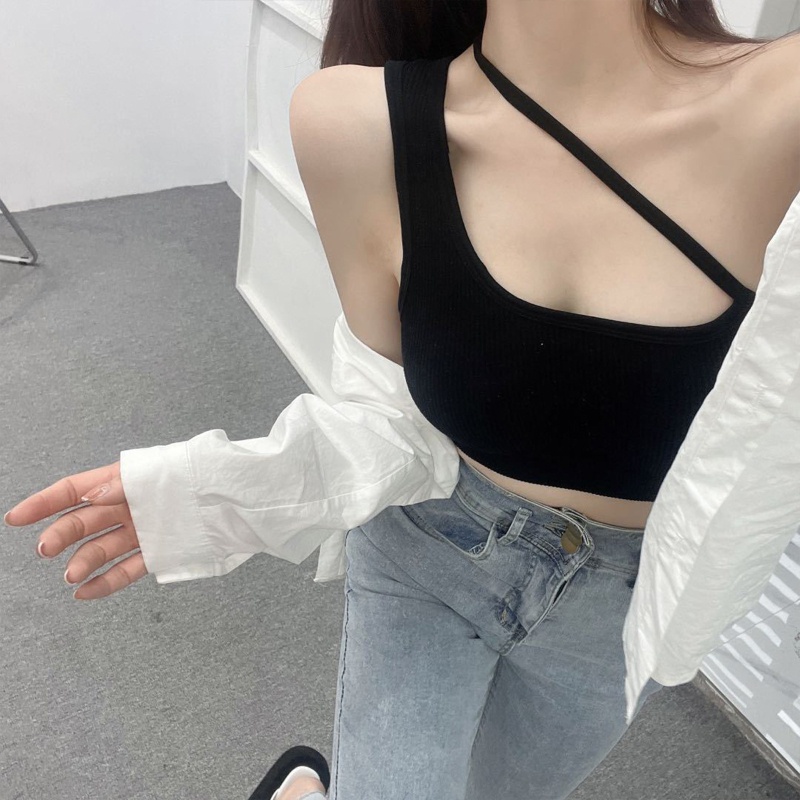 Brroa Áo Ống Crop Top Hai Dây Có Đệm Ngực Gợi Cảm Cho Nữ