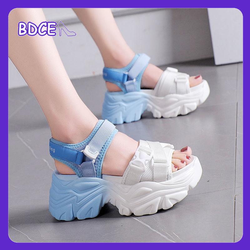 Giày Sandal Thể Thao Đế Dày Tăng Chiều Cao Phối Màu Thời Trang Cho Nữ