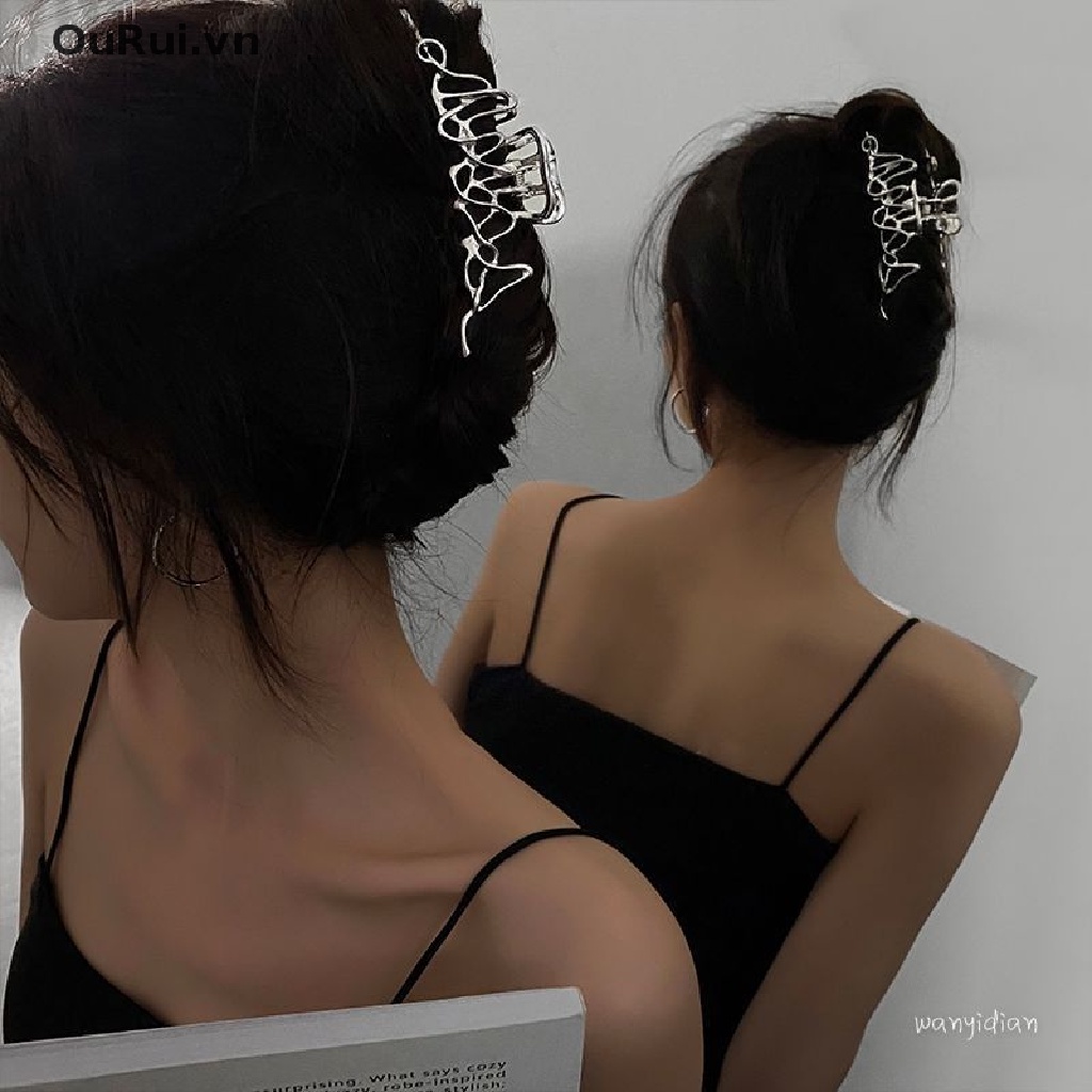 Kẹp Tóc Móng Vuốt Lớn Bằng Kim Loại Dạng Lỏng Không Đều Cá Tính