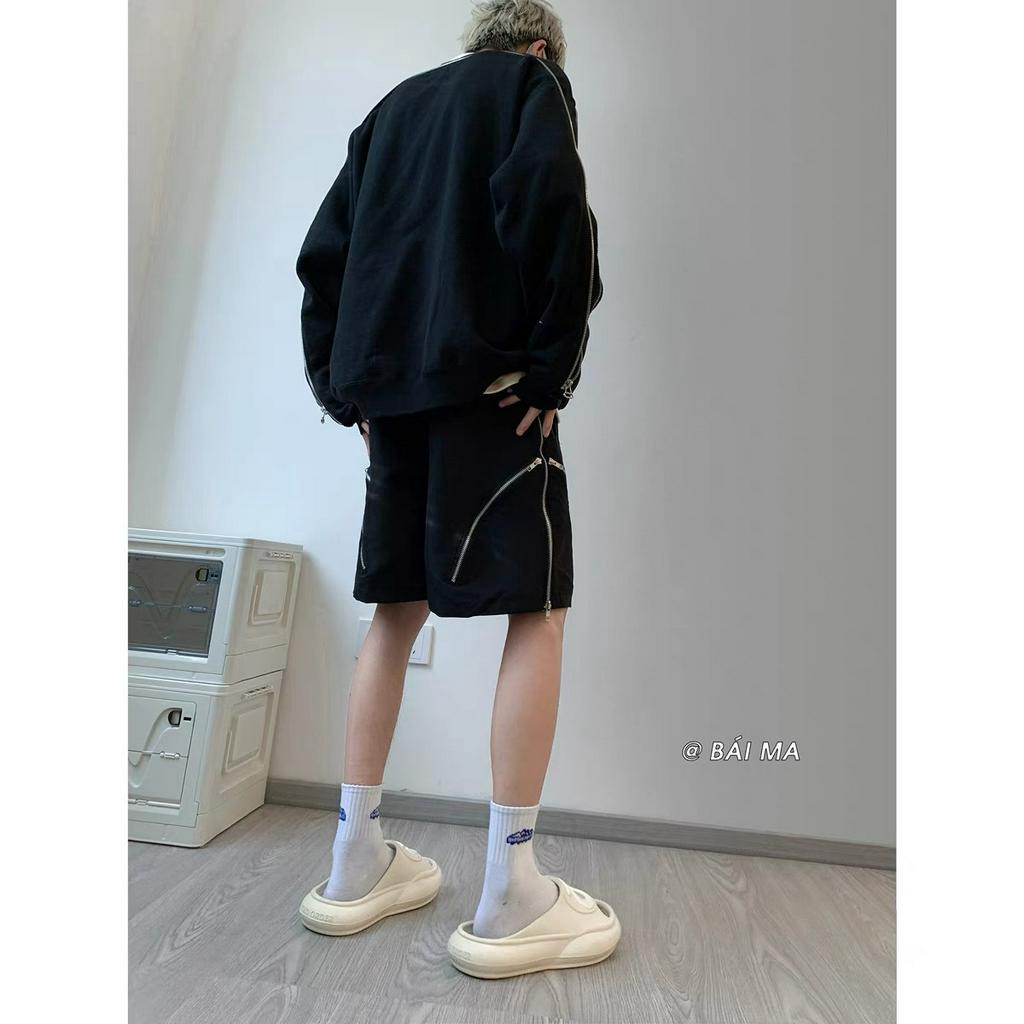 Quần short ngố nam chát dù gió hạt cao cấp khoá kéo cá tính AUTOMAN Q48