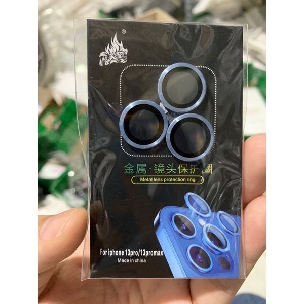 ( Xanh dương nhạt) Bộ 3 dán mắt camera cho iPhone 13 Pro, 13 Pro Max chuẩn màu máy camera cực nét