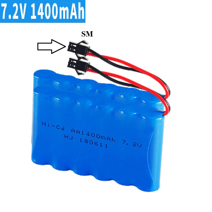 Pin xe mô hình điều khiển 7.2v 1400mah cổng nối SM