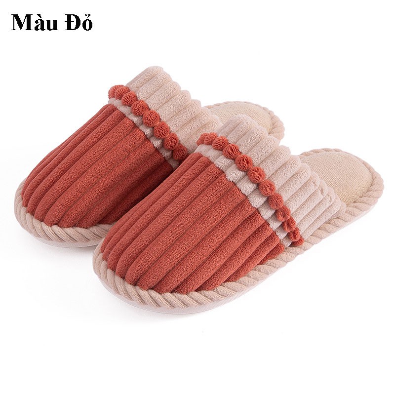 DÉP LÔNG   UNISEX ULZZANG ĐẾ CAO SU CAO CẤP PHỐI 2 MÀU  KẺ SỌC XUÔI THANH LỊCH DỂ THƯƠNG