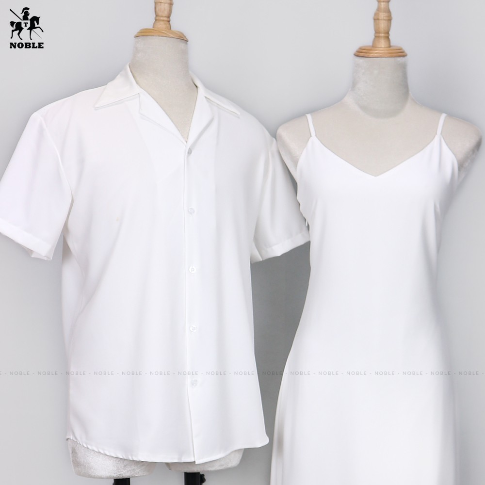 [Freeship] Set đồ đôi couple sơ mi nam - đầm nữ dự tiệc, chụp hình, du lịch phong cách thời trang NB11 (Kèm ảnh thật)