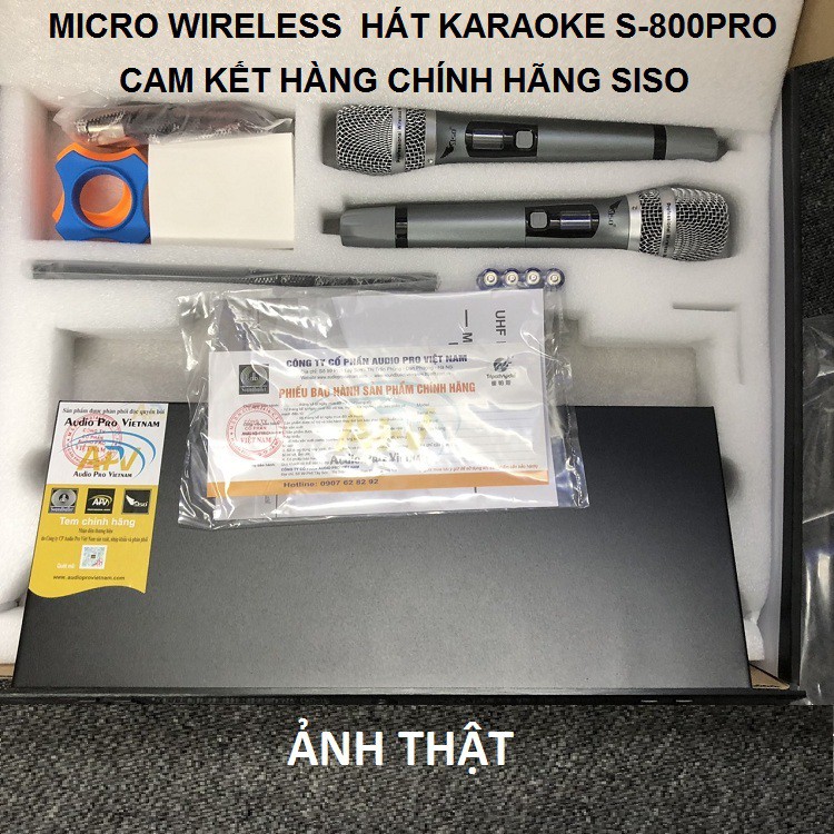 Bộ 2 Mic Wireless UHF, Micro Không Dây Hát Karaoke Chuyên Nghiệp - Nhập Khẩu Chính Hãng Siso