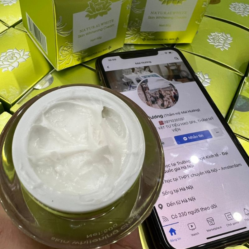 Kem Tái Tạo Da Natural White Skin Whitening Cream Giúp Da Đẹp, Trắng Mịn