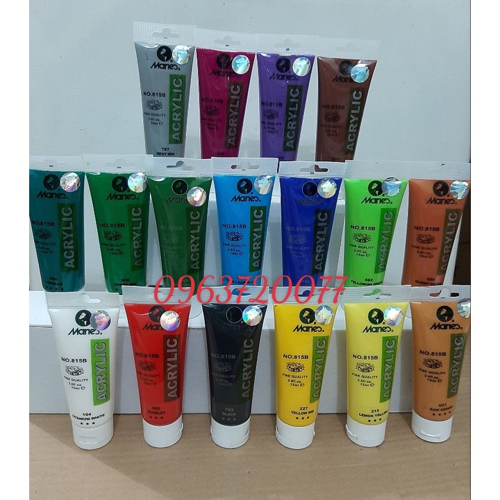 Màu Acrylic Maries tuýp 75ml cao cấp, màu vẽ trên giấy, vải toan, vẽ vải, giầy dép, vẽ thuỷ tinh, vẽ gỗ