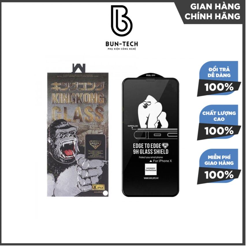 Siêu Kính Cường Lực KingKong Full Màn cho iphone 7Plus/8Plus/X/Xs/XsMax/11/11Pro/11ProMax/12ProMax/13/13ProMax - BunTech