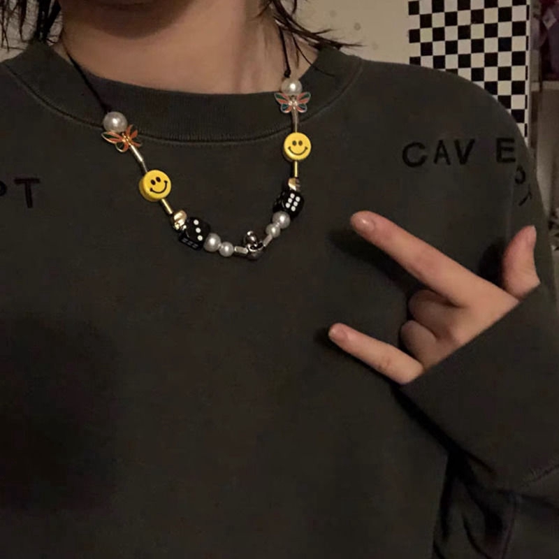 Dây Chuyền Mặt Hình Đầu Lâu Đính Ngọc Trai Cá Tính Hợp Thời Trang