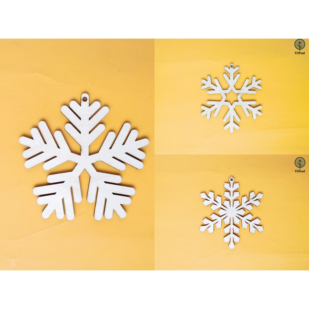 Bộ 3 hình bông tuyết gỗ trang trí Giáng sinh, treo trang trí cây ...