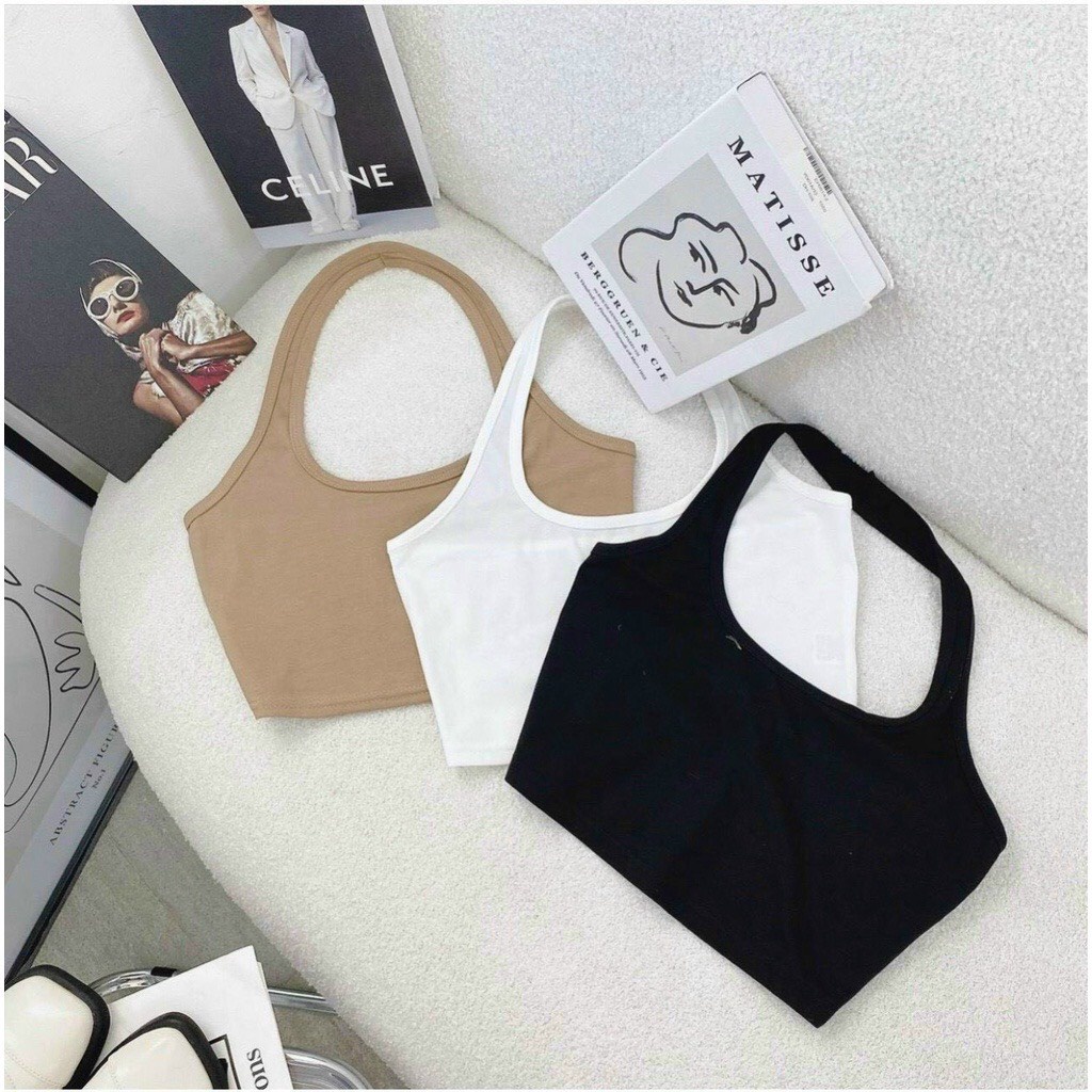 Áo Bra Thun Tăm Hở Lưng Cổ Yếm KHÔNG ĐỆM NGỰC - Áo Bra Nemon Co Giãn 4 Chiều