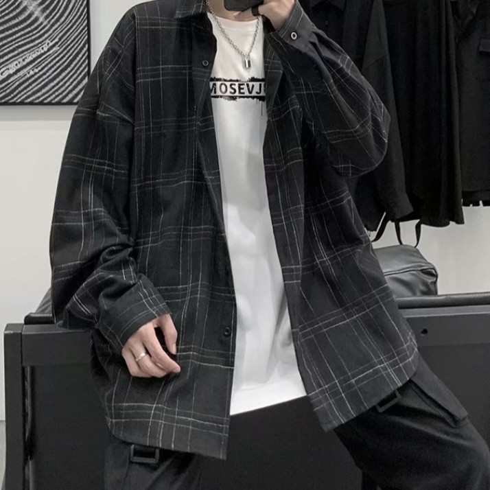 Áo Khoác Sơ Mi Dài Tay Dáng Rộng ́o Phong Cách Hồng Kông Thời Trang Mùa Thu Cho Nam ́o Khoác Rộng | BigBuy360 - bigbuy360.vn