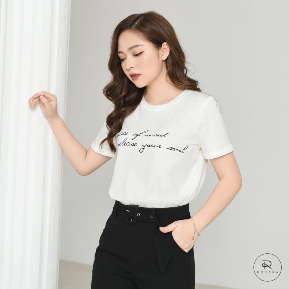 Áo phông chữ thời trang nữ cổ tròn chất siêu mịn mát Rosara SP85 . '