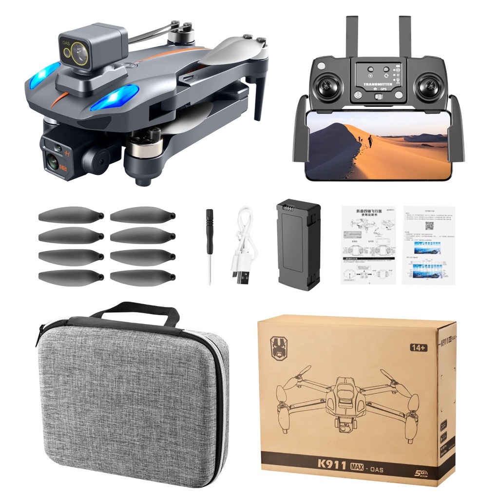 Flycam K911 Max 8k cảm biến vật cản, động cơ brushless, Play cam bay 1200m, máy bay drone có gps tự quay về