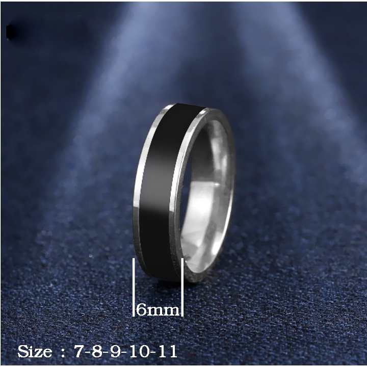 Nhẫn nam nữ unisex inox trơn mặt đen 6mm - N635